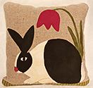 Springtime Rabbit Felted Wool Applique Pillow